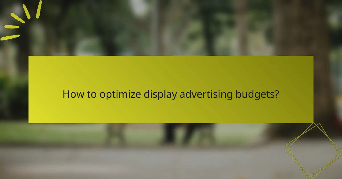 How to optimize display advertising budgets?
